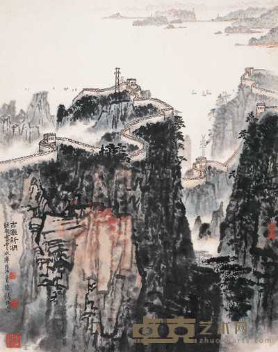 钱松嵒 1976年作 古塞新湖 立轴 88×68.5cm
